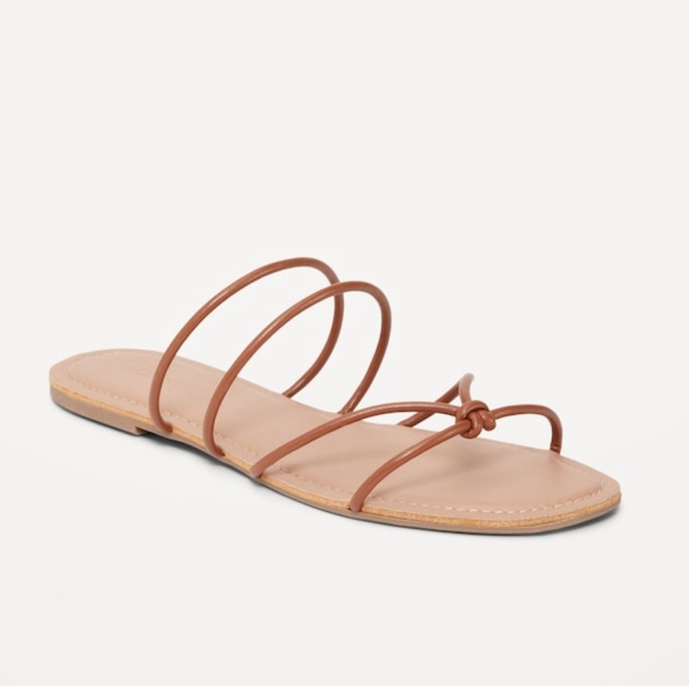 NWT Old Navy Faux Leather Strappy Knotted Sandals - Cognac, size 7